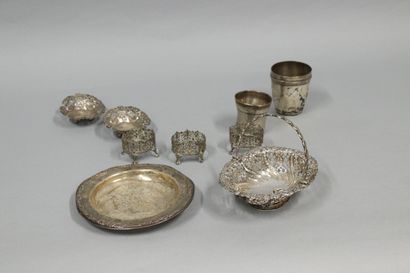 Silver debris: a cup (Minerva), heavily deformed;...