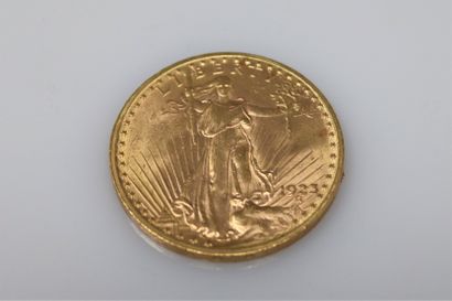 null Gold coin of 20 dollars Liberty (1923) Double Eagle.
Shock on the edge.
Weight...