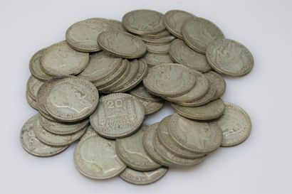 Lot of 49 silver coins of 20 francs Turin....