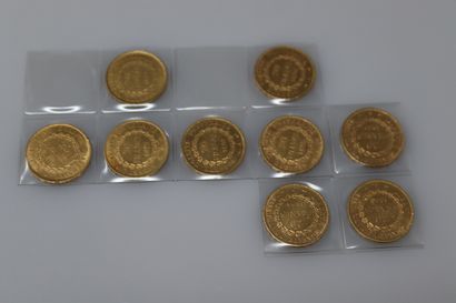 null III REPUBLIQUE
Lot de 9 monnaies de 20 Francs au "Génie", millésimes différents
TTB...