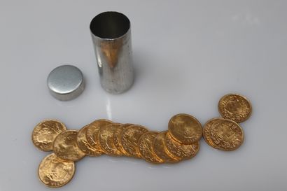 16 pièces en or de 20 francs Suisse Helvetia...
