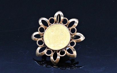 Brooch in 14k yellow gold (585) holding 1...