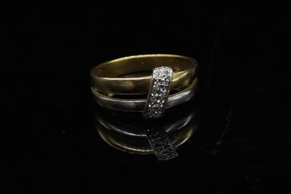 Yellow and white gold ring 18k (750) decorated...