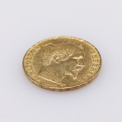 null Gold coin of 20 Francs Napoleon III bare head, (1853 BB). Rough edge.