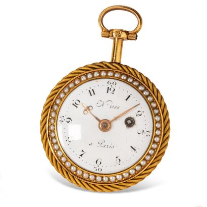null IN PARIS 

Around 1820

N° 1088

18k (750) yellow gold pocket watch, bezel set...