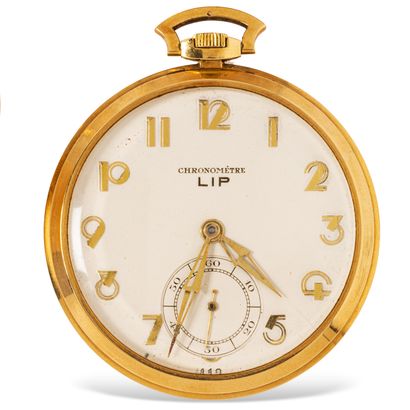 null LIP Chronometer 

Circa 1940

N° 119724

18k (750) yellow gold pocket watch,...