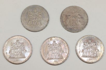 null Lot of 5 coins of 50 francs Hercules (1978)

VG to TTB

Weight : 150,04 g.
