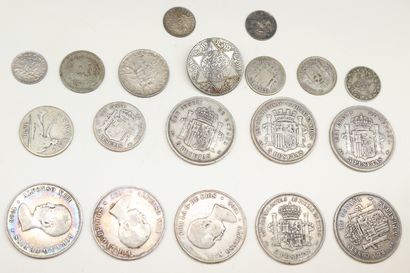 null Set of silver coins :

- 5 pesetas "Provisional Government" 1870.

- 5 pesetas...