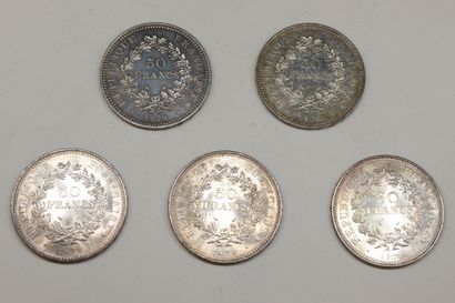 Lot of 5 coins of 50 francs Hercules (1978)

VG...