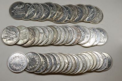 Lot of 53 coins of 10 Francs silver type...