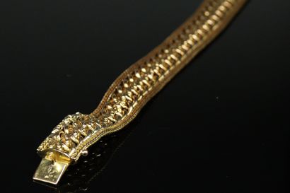 null Bracelet à maille ciselée en or jaune 18k (750).

Tour de poignet : 18.5 cm...