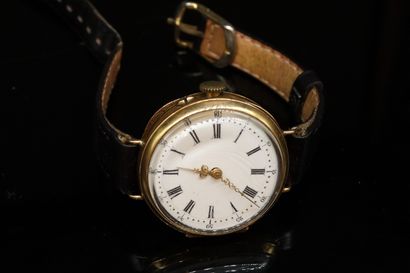 null Montre bracelet , boîtier de montre de gousset en or jaune 18k (750), cadran...