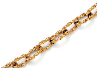 null Bracelet à maillons ovales en or jaune, genre natif. Longueur: 21,5 cm. Poids:...