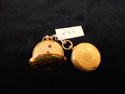 null Lot de deux montres de col. En or jaune 18K (750/1000e).