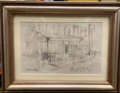 null MONTET Maurice 

The Café 

pencil drawing 

Signed lower left 

Sight 13,5...