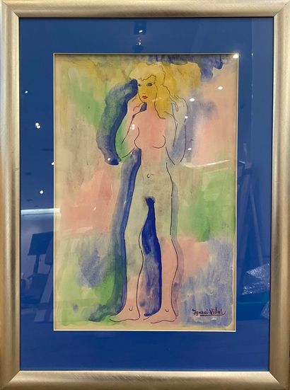 null IGNASI Vidal 

Standing nude

Watercolor on paper 

Signed lower right

47,5...
