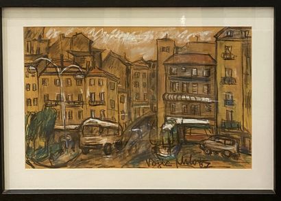 null MOJIC Milo

Street 

Mixed media on paper

signed lower right 

Sight 32 x 49...