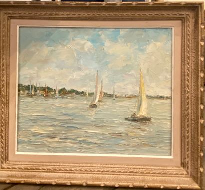 null DELLONG Paul

Sailboats

Oil on canvas

Signed lower right 

Small dent 

38...