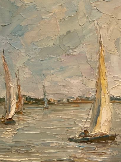 null DELLONG Paul

Sailboats

Oil on canvas

Signed lower right 

Small dent 

38...