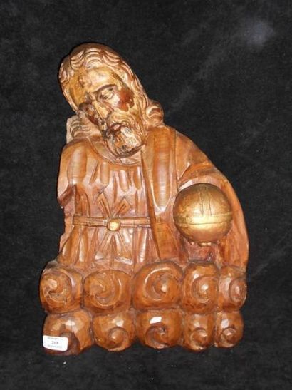 null Buste de Dieu le père en bois sculpté et en partie doré du XVIIe siècle. Représenté...