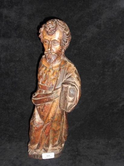 null Saint barbu en bois sculpté polychrome et doré du XVIIe siècle. Il est représenté...