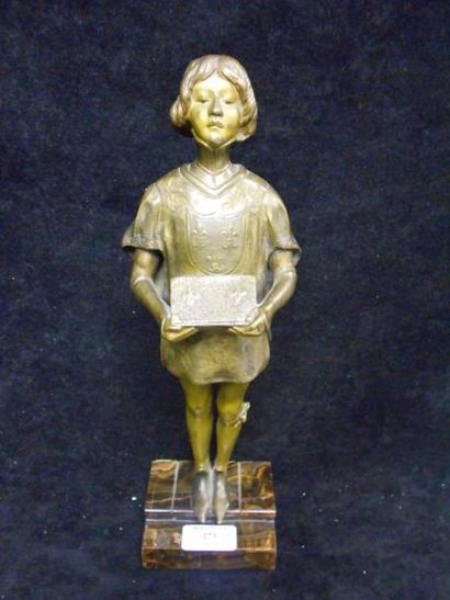 DELAGRANGE Léon Noël (1872-1910) Le petit page Sculpture en bronze à patine brune...