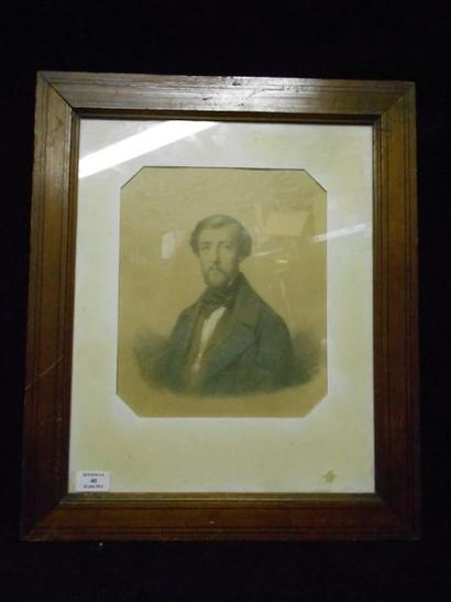 BORIONE William (1817-1885) Portrait du peintre Julien-Michel GUE (1789 -1843) Fusain,...