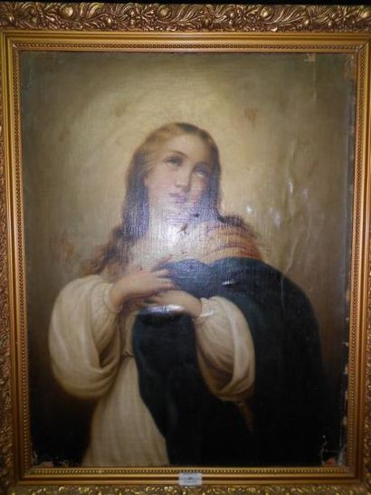 MURILLO Bartolomeo (D'après) (1617-1682) La Vierge de l'immaculée Conception Huile...