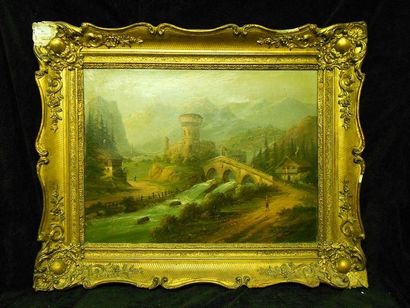 WORMSER (Eugène?) (Sélestat (Bas - Rhin) 1814 - après 1870) Hameau dans la montagne...