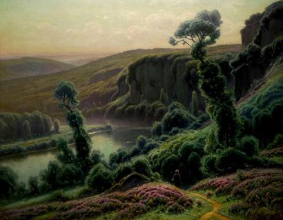 DIDIER-POUGET William, 1864 -1959 Bras de rivière aux deux arbres, le matin, vallée...