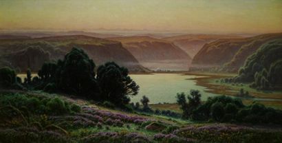 DIDIER-POUGET William, 1864 -1959 Lac dans un paysage vallonné Huile sur toile, signée...