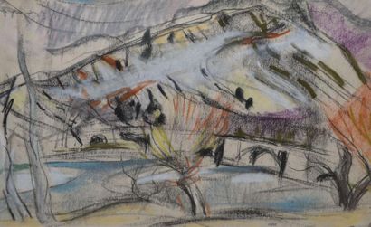 EISENSCHITZ Willy, 1889 -1974 Le pont Pastel, signé en haut à gauche, cachet d'atelier...