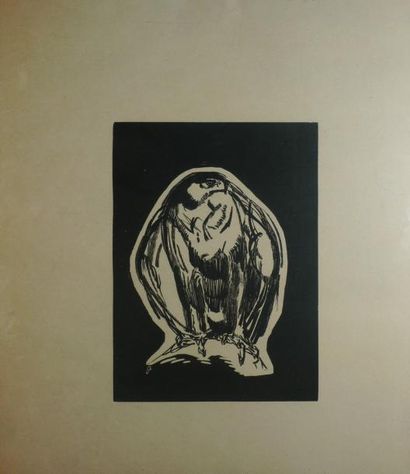 JOUVE Paul, 1878 -1972 L'aigle Bois gravé, 1er état, monogramme en bas à gauche dans...