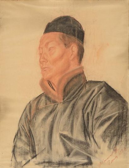IACOVLEFF Alexandre, 1887-1938 Portrait d'homme chinois, Pékin, 1917 Pierre noire...