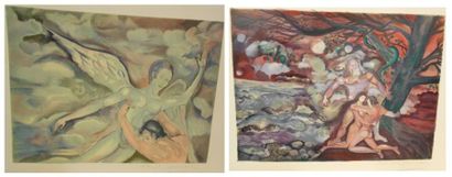 MARCEAU Marcel (1923-2007) L'ange - Adam et Eve 2 lithographies en couleurs, signées...