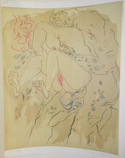 MASSON André (1896-1987) Nu Lithographie en couleurs, signée en bas à droite, justifiée...