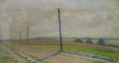 HERVIGO Gustave, 1896-1993 La route Huile sur toile, signée en bas à gauche, 27x46...