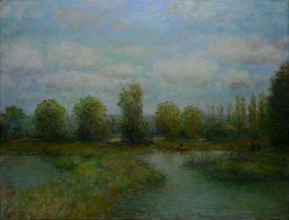 ZNOSKO Jean, né en 1954 Bords de rivière, 2004 Huile sur toile, non signée, 50x6...