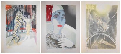 HILAIRE Camille, 1916-2004 Le cirque 3 lithographies dont deux sur papier Japon,...