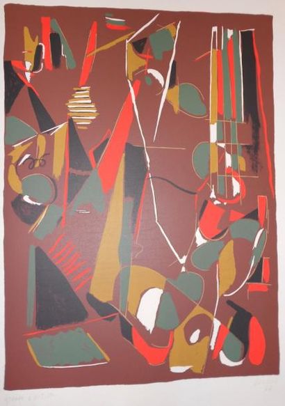 LANSKOY André (1902-1976) Composition, 1967 Lithographie en couleurs (rousseurs en...