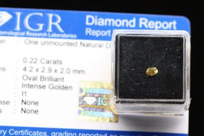 null Intense Golden" oval diamond under seal.

Accompanied by a report of the IGR...