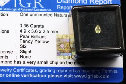 null Fancy Yellow" round diamond under seal.

Accompanied by a report of the IGR...