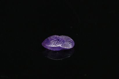 null Amethyst carved in the effigy of a fish. 

Weight : 8.37 cts.