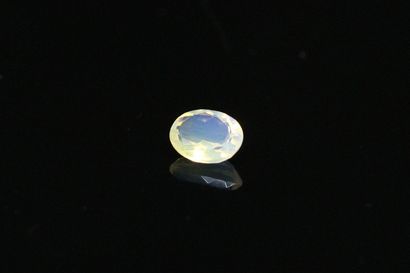 Opale ovale facettée sur papier. 

Poids...