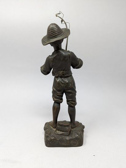 null d'après Georges OMERTH dit H. TREMO (1895-1925) 
Le pêcheur
Bronze à patine...