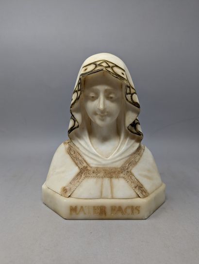 null STIACCINI Umberto (XIX-XX)
MATER PACIS, bust in alabaster, signed on the back....
