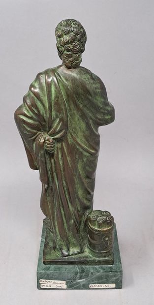 null Roman senator, bronze proof with green shaded patina, on a green marble base...