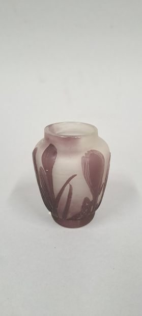 null GALLE (Dans le goût de)
Petit vase de forme ovoïde en pâte de verre à déocr...