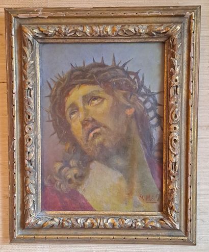 null Christ, huile sur toile, signée en bas à droite. 32 x 23 cm