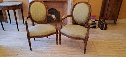 null Pair of armchairs in cabriolet of XVIIIth century style.

Height : 87 cm - Height...
